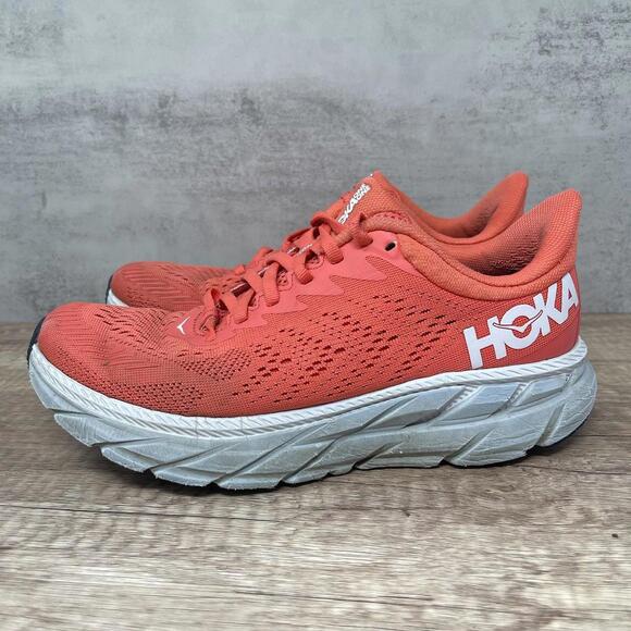 HOKA Clifton 7 Running Shoes Womens Size 7 Red White Blue Sneakers One One - Picture 1 of 13